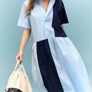 Plan C Color Block Shirt Dress Size M